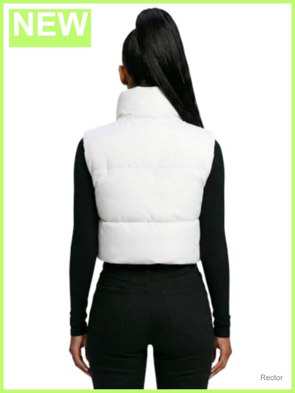 Women's Cropped Puffer Vest Lightweight Zip Pockets Stand Collar Quilted - Picture 5 of 6